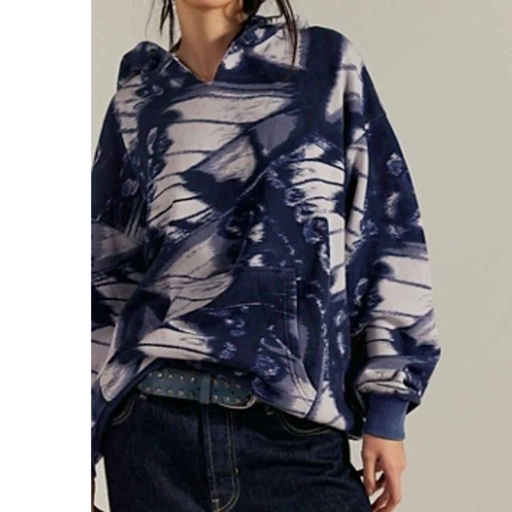 Free People We The Free It's A Vibe Butterfly Print Hoodie Top Oversize M 287162